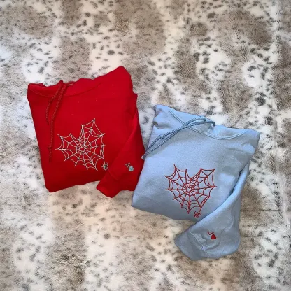 Custom Matching Spiderweb Heart Sweatshirt for Couples & Besties
