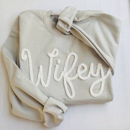 Custom Chenille Embroidered Sweatshirt With Option To Add Name On Sleeves