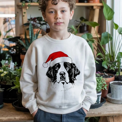 Custom Pet Christmas Sweatshirt - Personalized Dog/Cat Santa Hat Graphic Crewneck