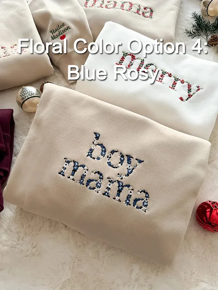 Custom Embroidered Floral Mama T-shirt & Sweatshirt