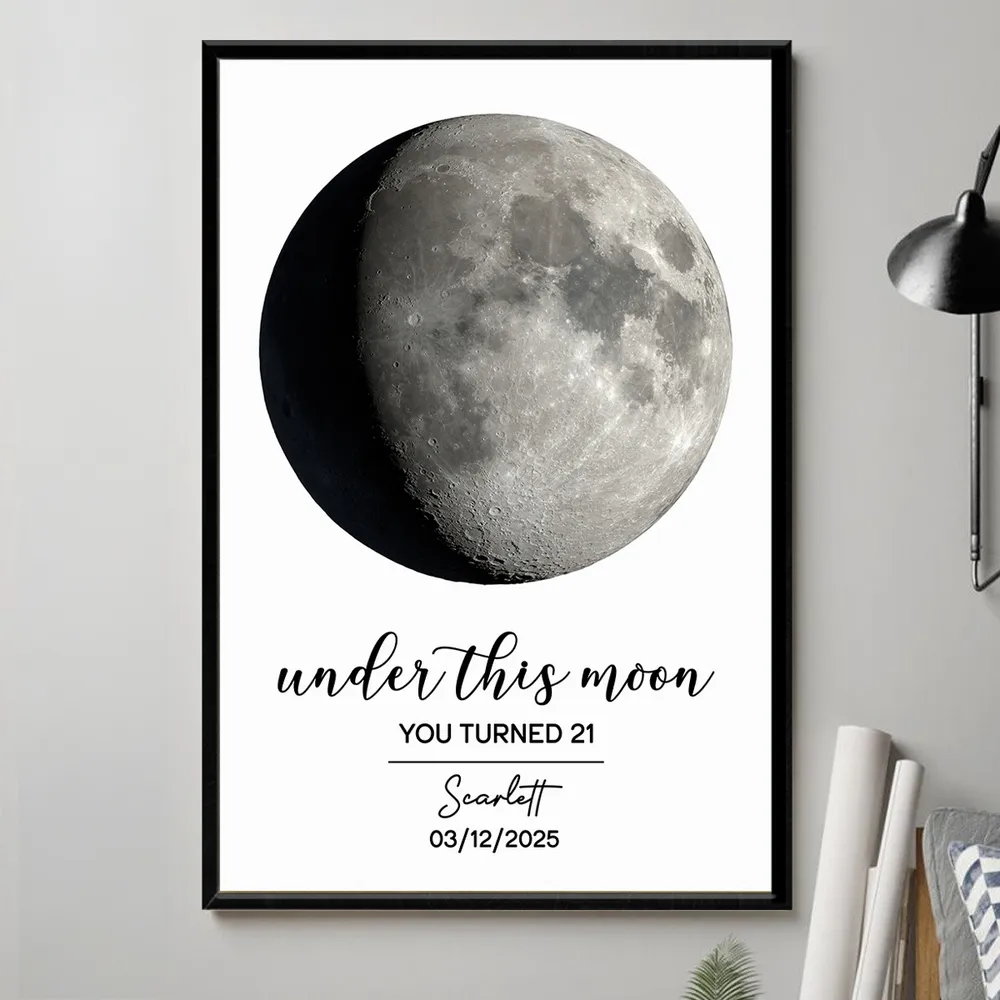 Under This Moon Custom Moon Phase Frame, Birthday Gift, Anniversary Gift, Wedding Gift