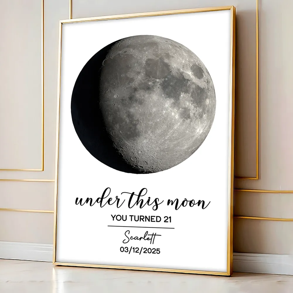 Under This Moon Custom Moon Phase Frame, Birthday Gift, Anniversary Gift, Wedding Gift