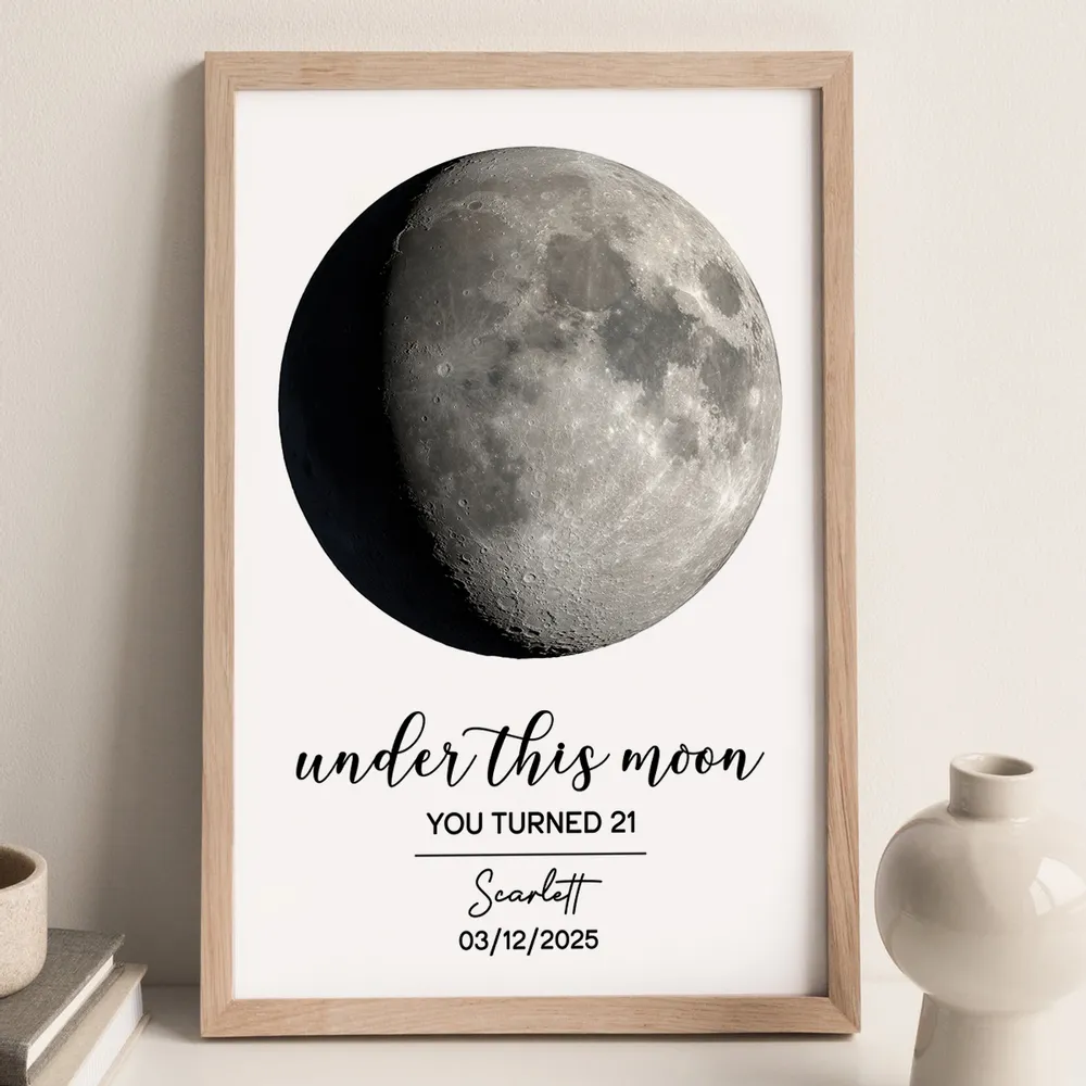 Under This Moon Custom Moon Phase Frame, Birthday Gift, Anniversary Gift, Wedding Gift