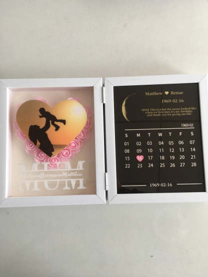 (Mom Photo With Name) With REAL MOON PHASE Anniversary Calendar Custom flower frame