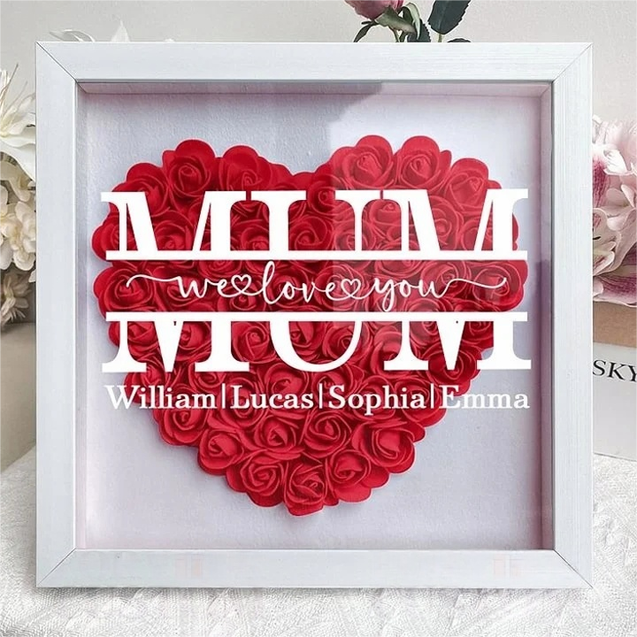 Mum We Love You - Personalized Flower Shadow Box