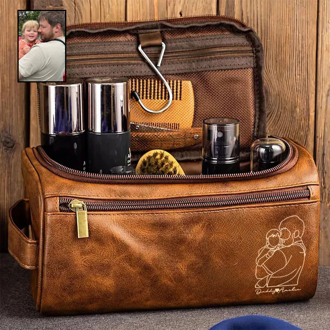 2025 Personalized Portrait Leather Toiletry Bag
