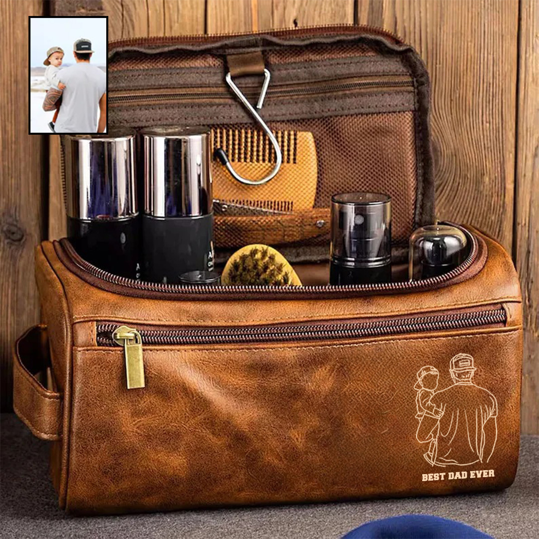 2025 Personalized Portrait Leather Toiletry Bag