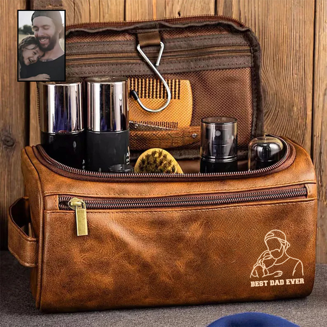 2025 Personalized Portrait Leather Toiletry Bag