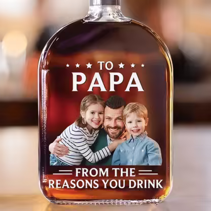 🥃 Custom Engraved Whiskey Bottle with Photo – Meaningful Father’s Day Gift for Dad, Grandpa