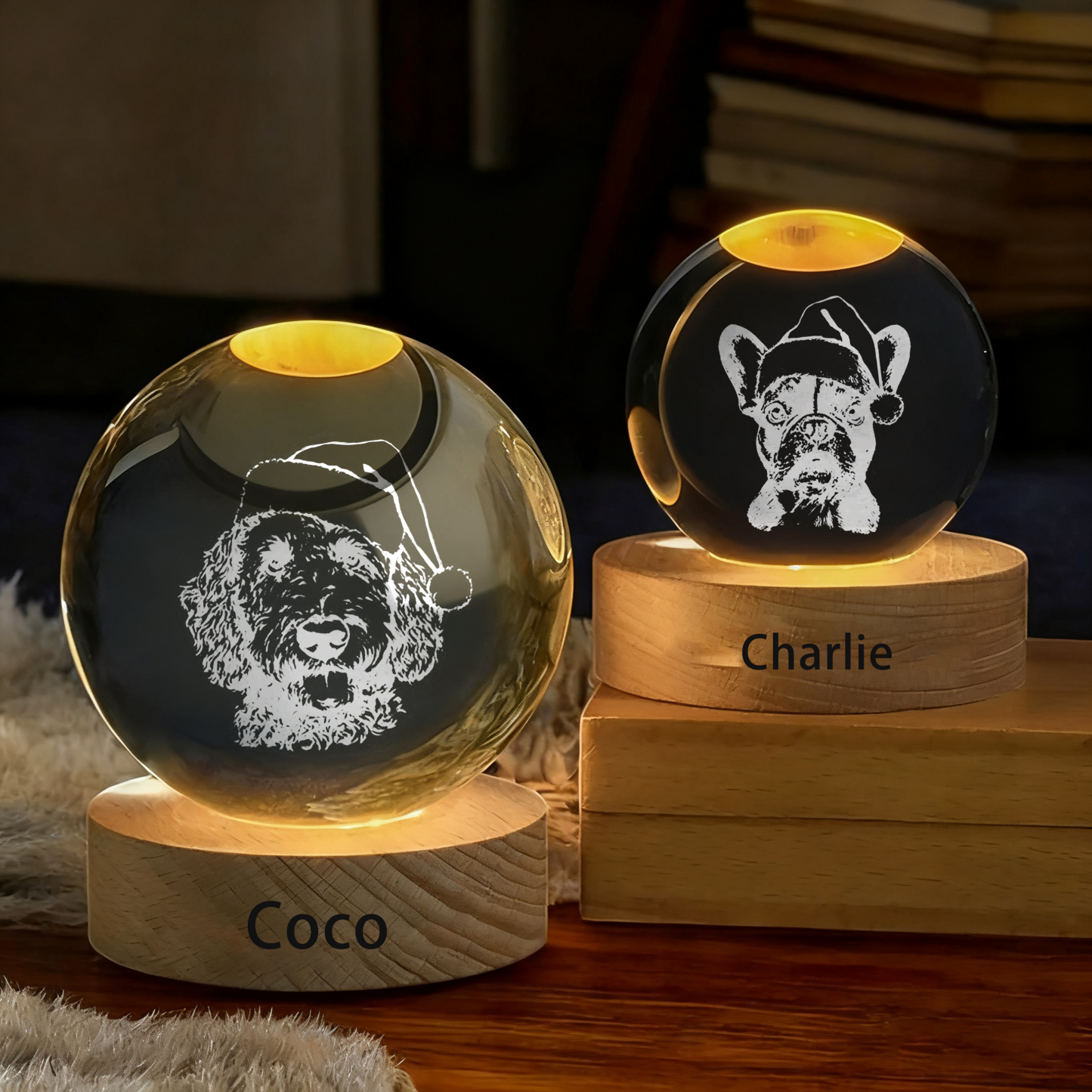 Custom Pet Photo Sketch Style Christmas Crystal Ball
