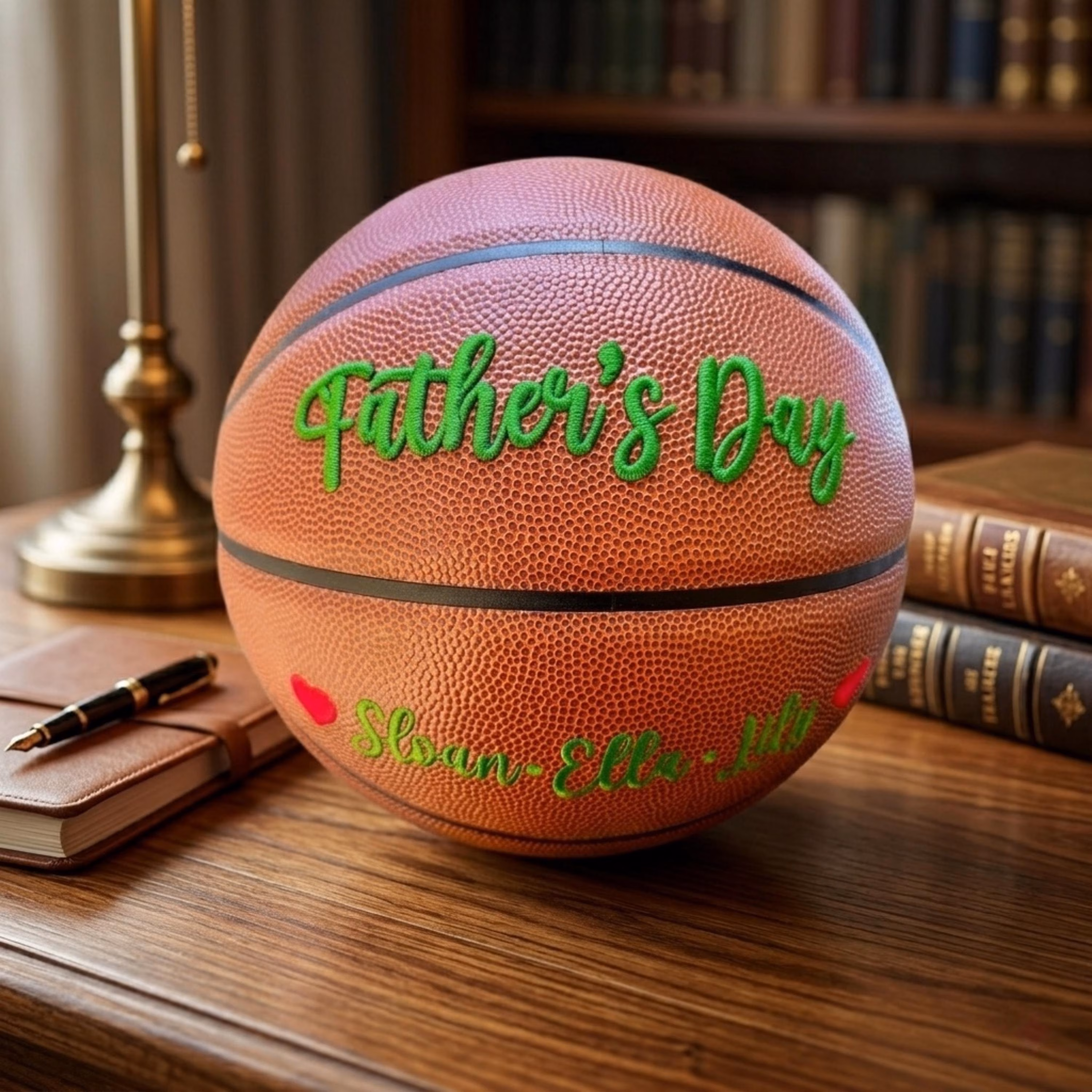 Custom 3D Embroidered Father's Day Basketball, Gift for Mom, Gift for Dad
