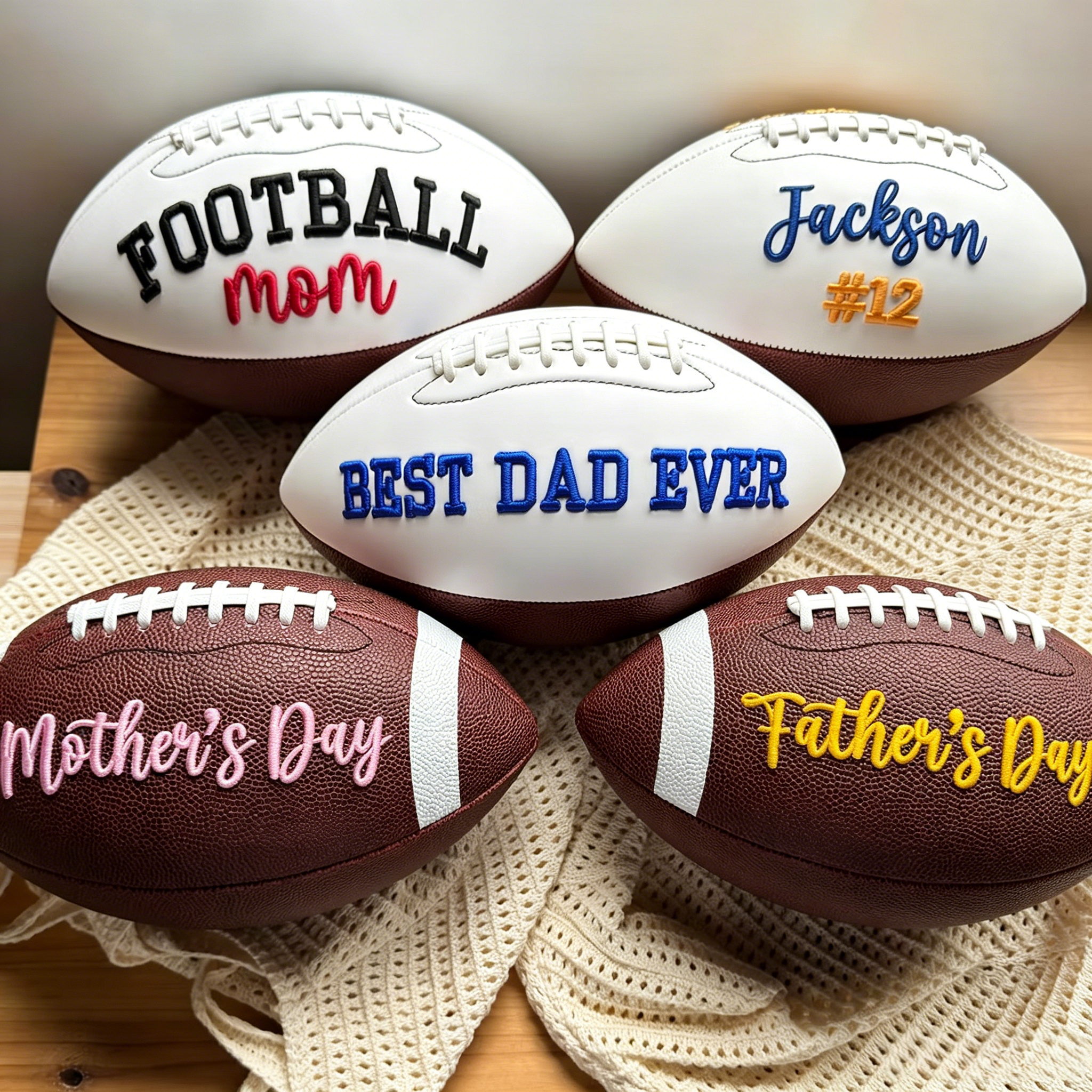 Custom Embroidered Football, Gift for Mom, Gift for Dad