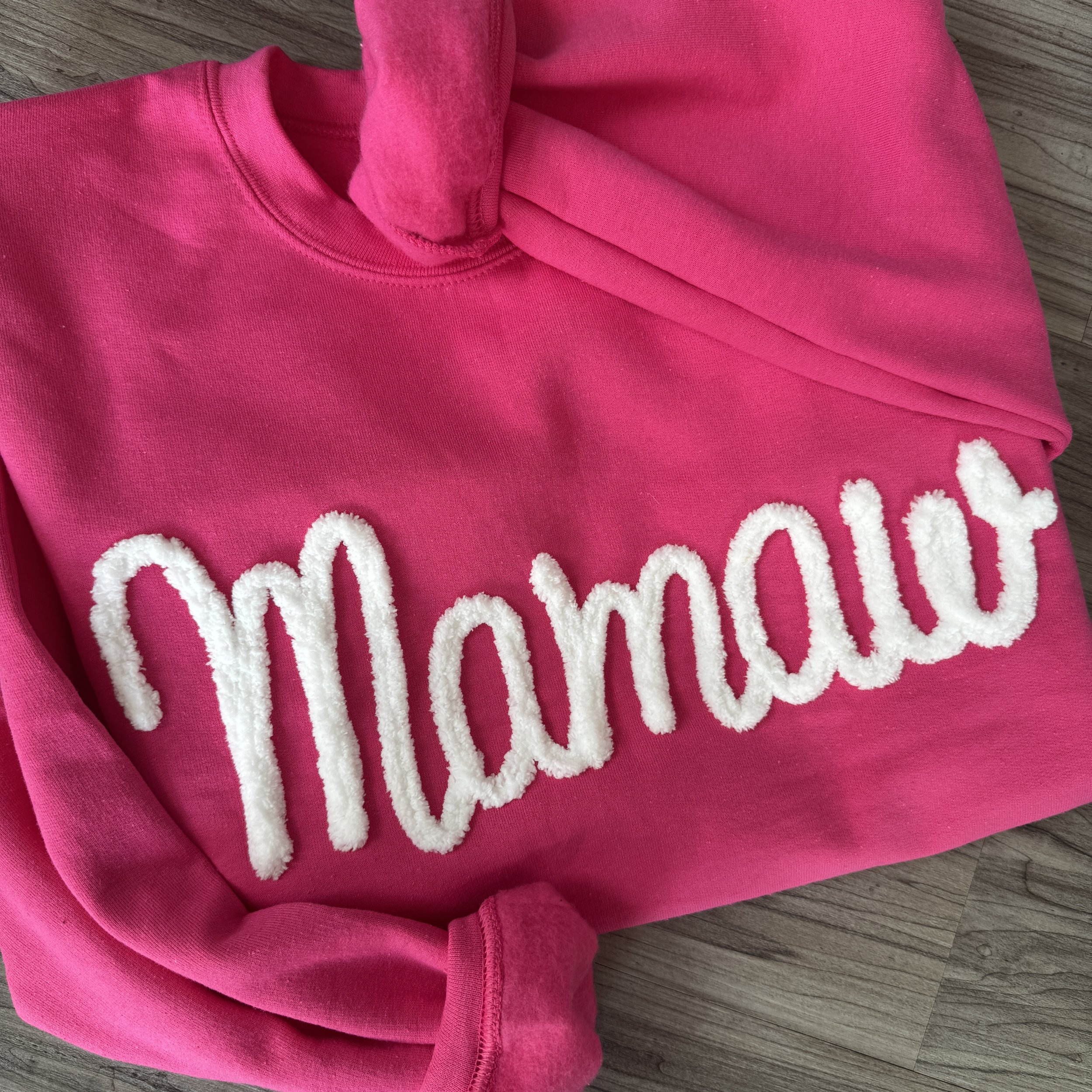 Custom Chenille Embroidered Sweatshirt With Option To Add Name On Sleeves