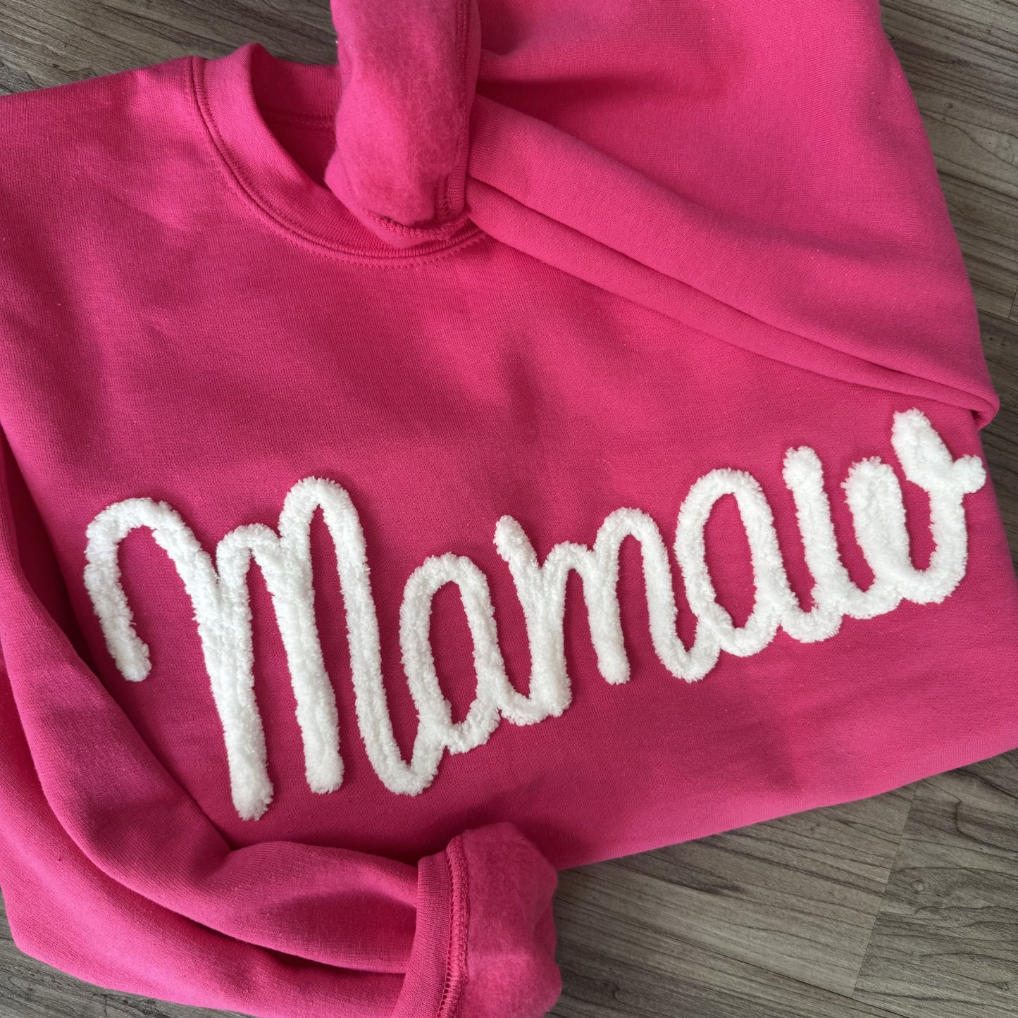Custom Chenille Embroidered Sweatshirt With Option To Add Name On Sleeves
