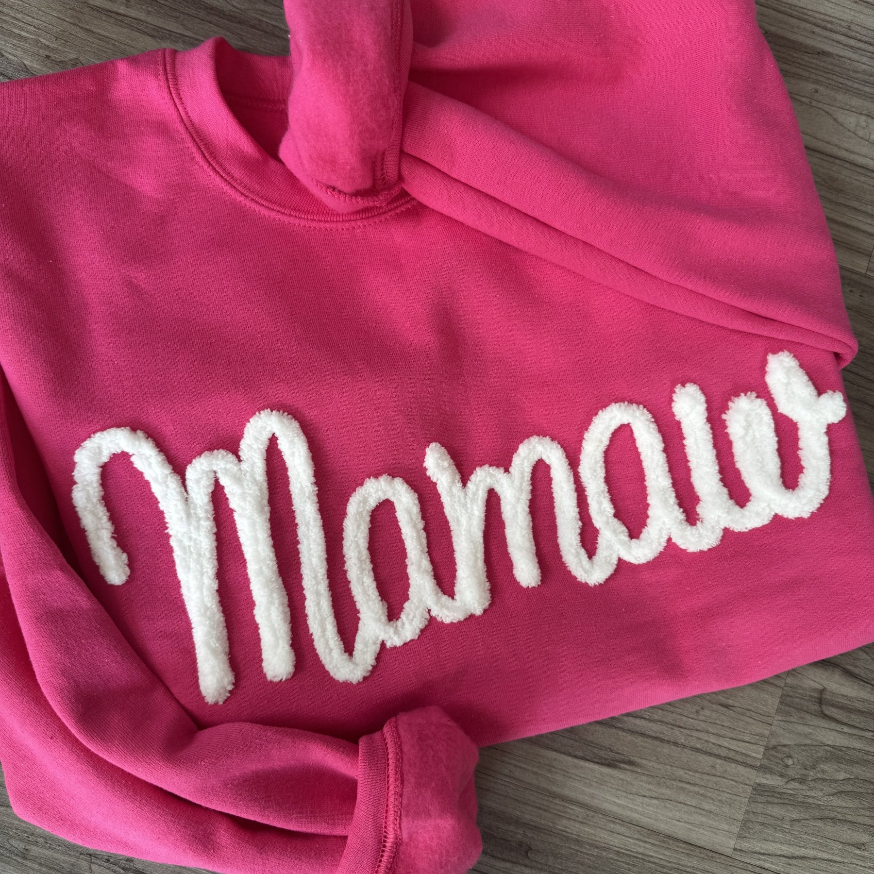 Custom Chenille Embroidered Sweatshirt With Option To Add Name On Sleeves