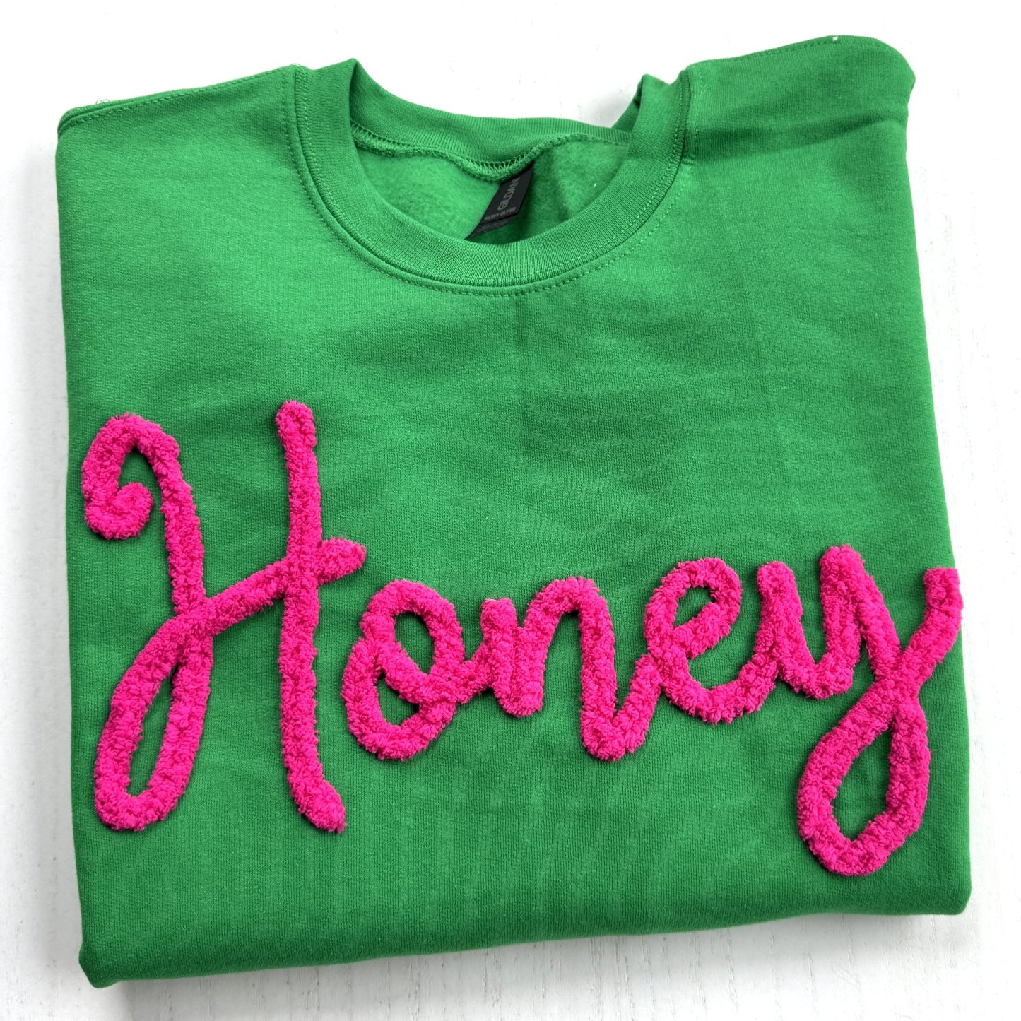 Custom Chenille Embroidered Sweatshirt With Option To Add Name On Sleeves