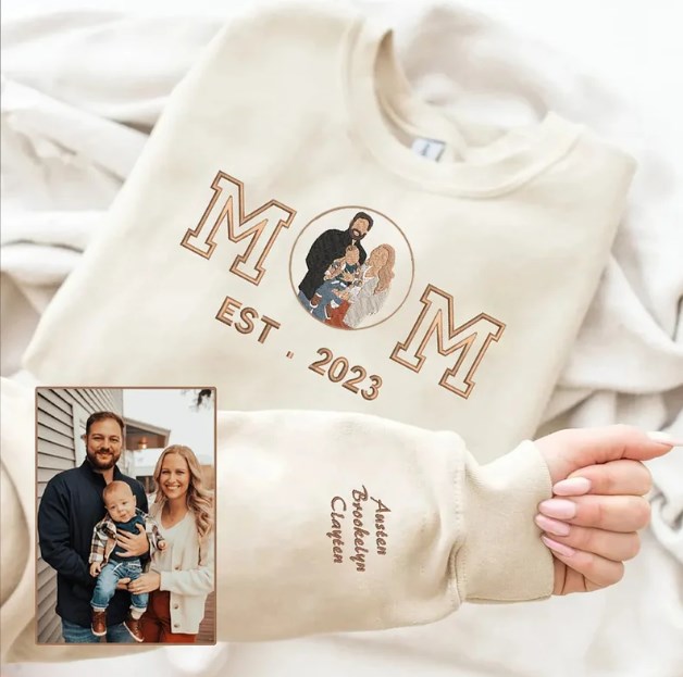 （🔥Mother's Day Sale🔥） Personalized Embroidered Family Photo Hoodie