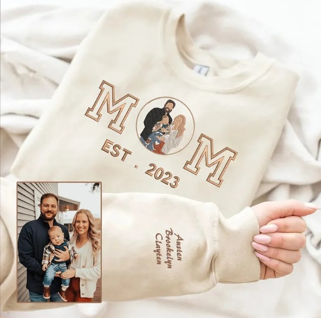 （🔥Mother's Day Sale🔥） Personalized Embroidered Family Photo Hoodie