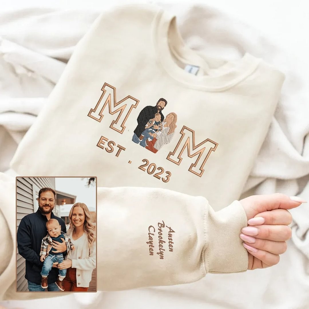 Custom Embroidered Applique Glitter Mama Sweatshirt - Gift for Mom Pop