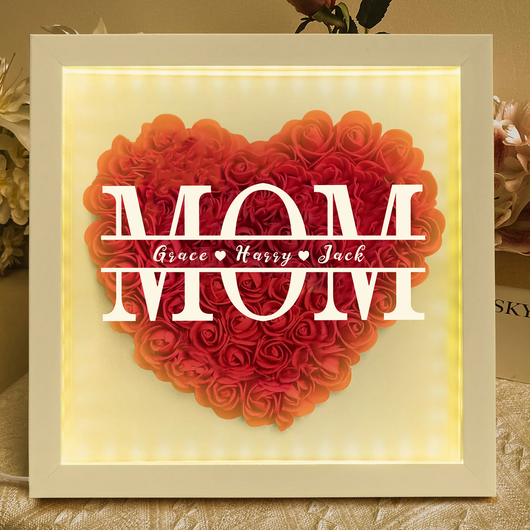 Personalized Flower Shadow Box with LED Light