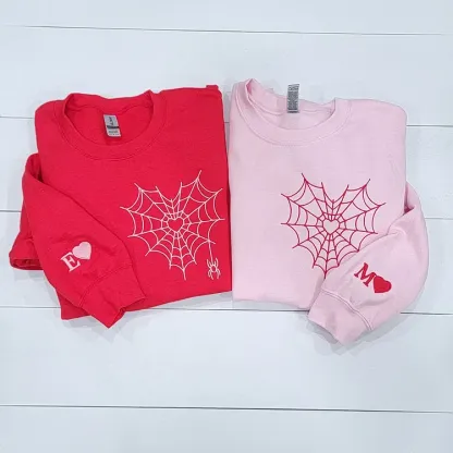 Custom Matching Spiderweb Heart Sweatshirt for Couples & Besties
