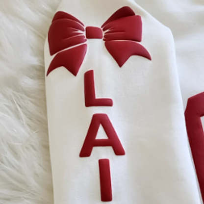 Personalized 3D PUFF Print Cheer Mom sweatshirt with Kids Name on Sleeve