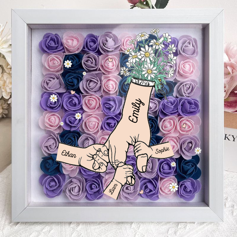 Mum Hand Holding - Personalized Flower Shadow Box 