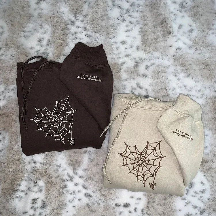 Custom Matching Spiderweb Heart Sweatshirt for Couples & Besties