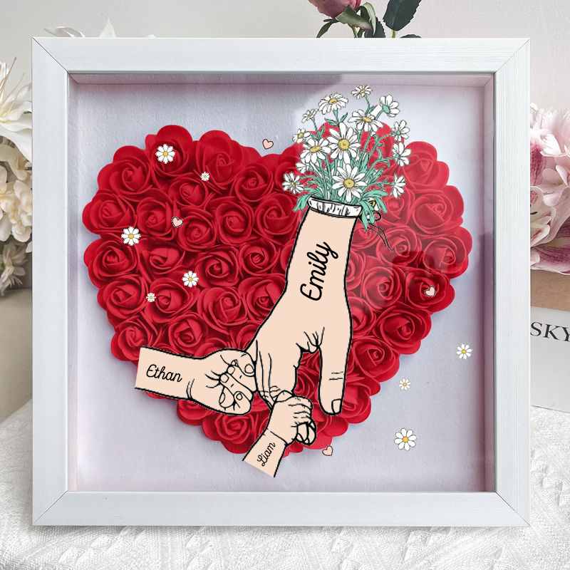Mum Hand Holding - Personalized Flower Shadow Box 