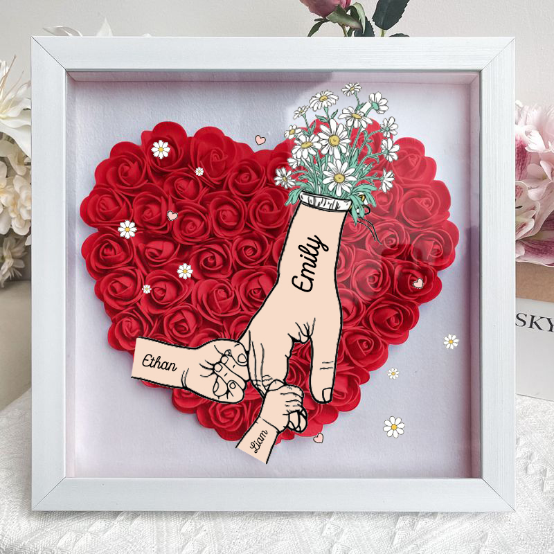 Mum Hand Holding - Personalized Flower Shadow Box 