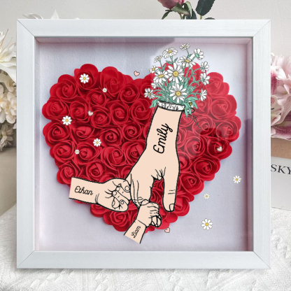 Mum Hand Holding - Personalized Flower Shadow Box 