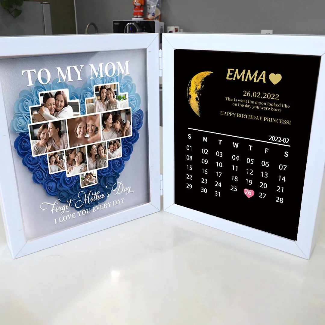 Forget Mother's Day I Love You Every Day With REAL MOON PHASE Anniversary Calendar - Personalized Flower Shadow Box-Creatgifts