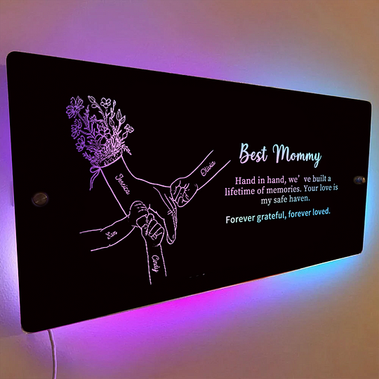 🤝Hand in Hand Personalized Mom and Kids Personalized Mirror Light - Creative Mother's Day Gift