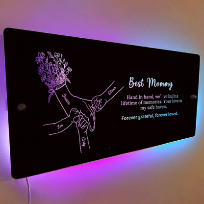 🤝Hand in Hand Personalized Mom and Kids Personalized Mirror Light - Creative Mother's Day Gift