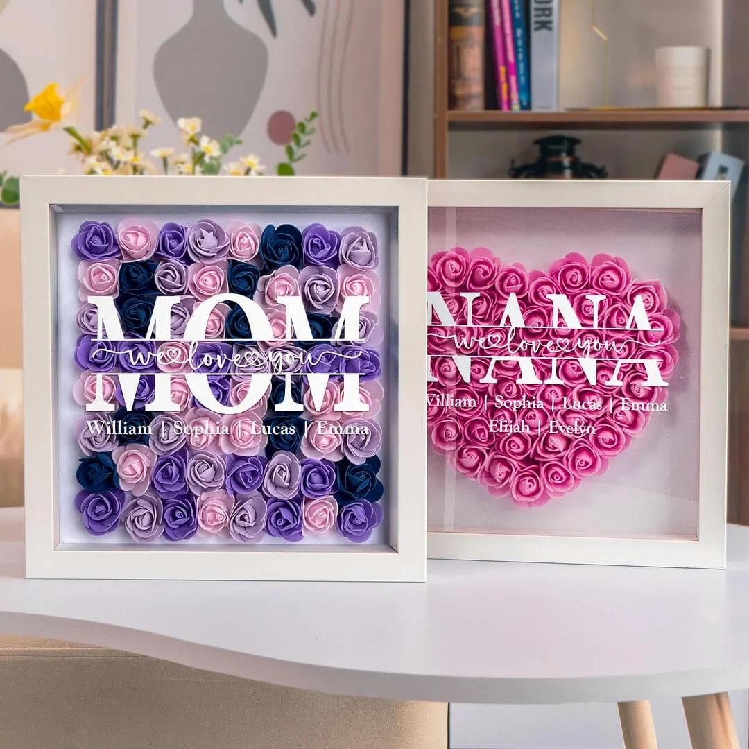 Mom Gift We Love You - Personalized Flower Shadow Box