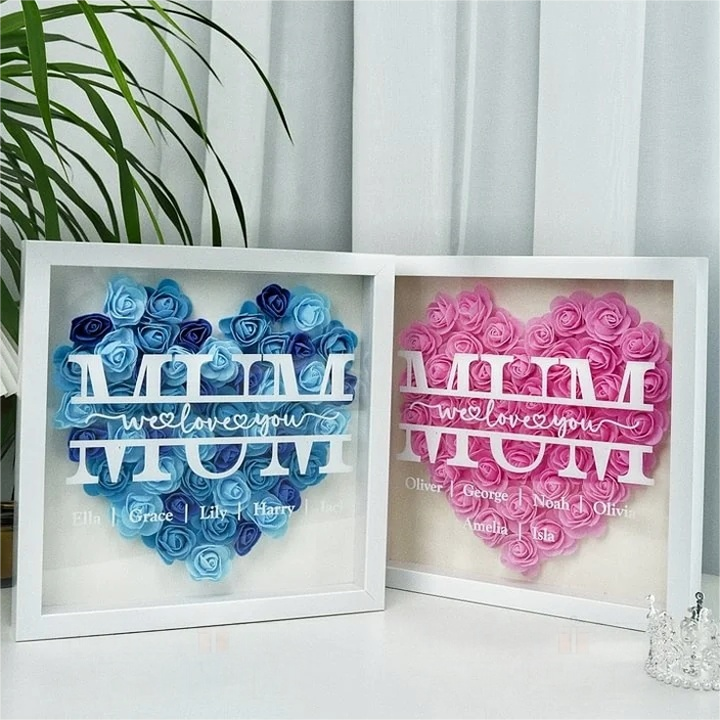 Mum We Love You - Personalized Flower Shadow Box