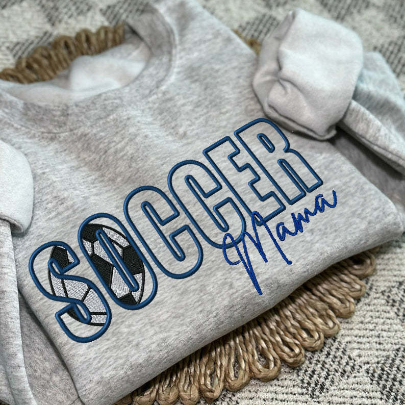 Custom Soccer Embroidered Mama/Mom/Nana Sweatshirt