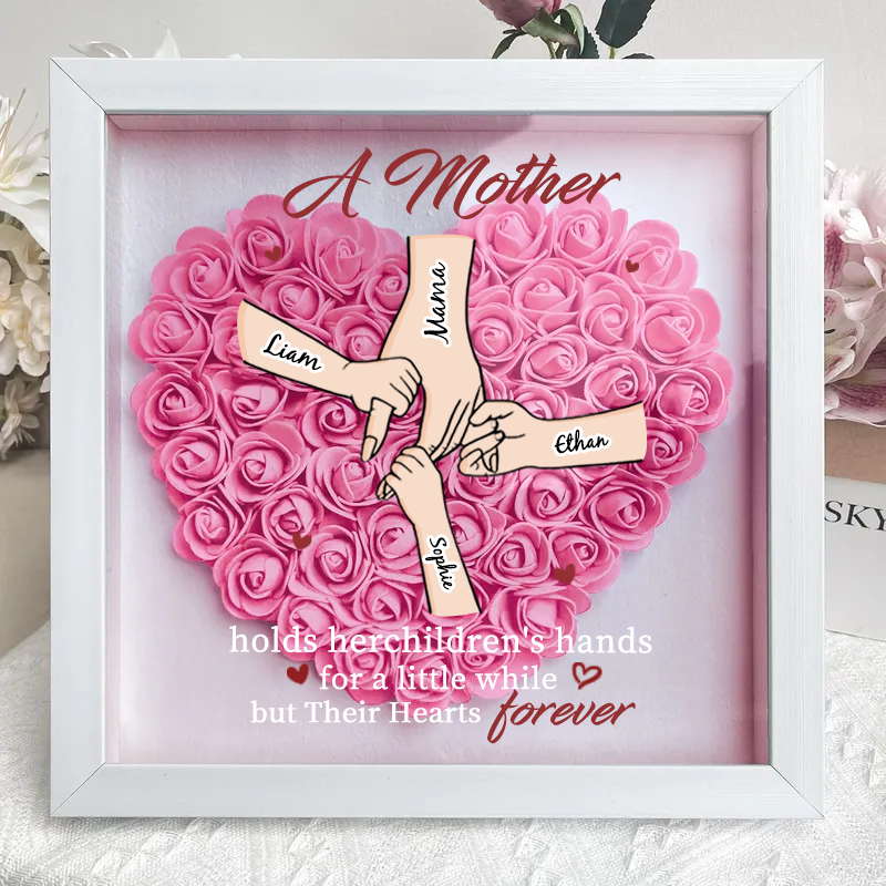 Personalised Flower Shadow Box, hand holding forever 