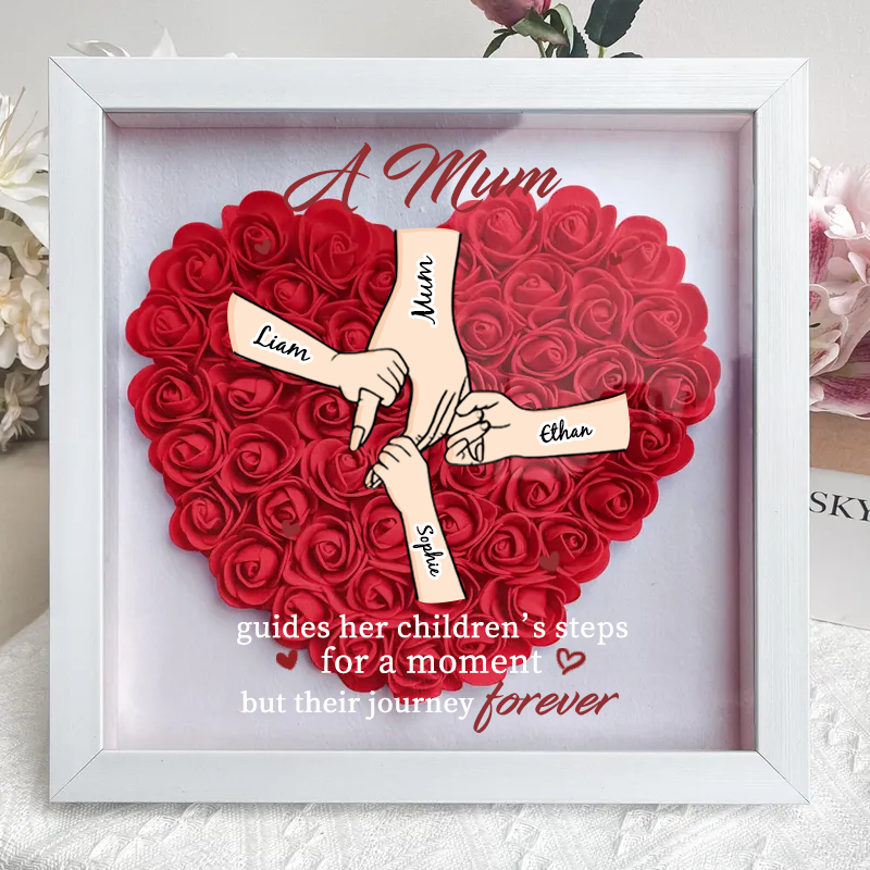 Personalised Flower Shadow Box, hand holding forever 