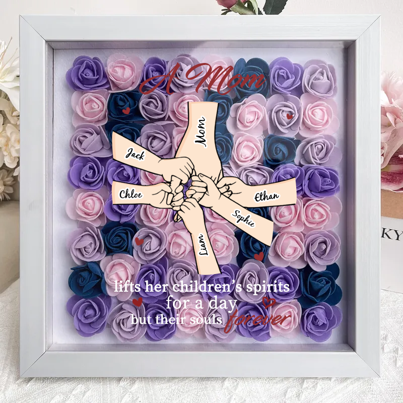Personalised Flower Shadow Box, hand holding forever 