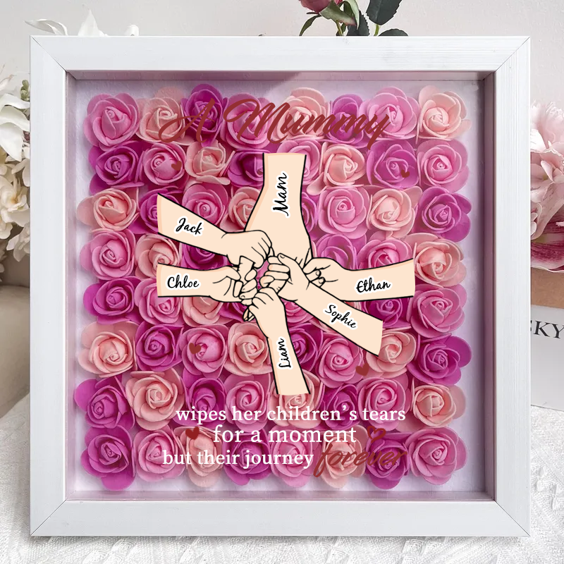 Personalised Flower Shadow Box, hand holding forever 