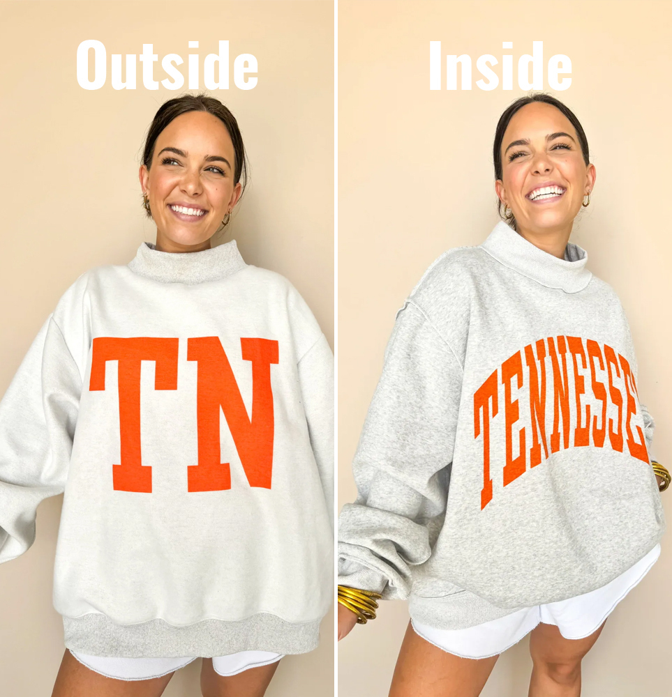 Tennessee/TN Game Day Mock Neck Reversible Sweatshirt