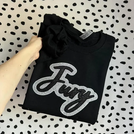 Custom Double Stack Glitter Embroidered Team Sweatshirt Hoodie T-shirt, Sports Mom Tshirt