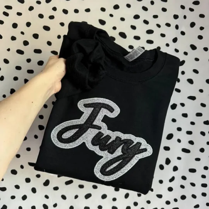 Custom Double Stack Glitter Embroidered Team Sweatshirt Hoodie T-shirt, Sports Mom Tshirt