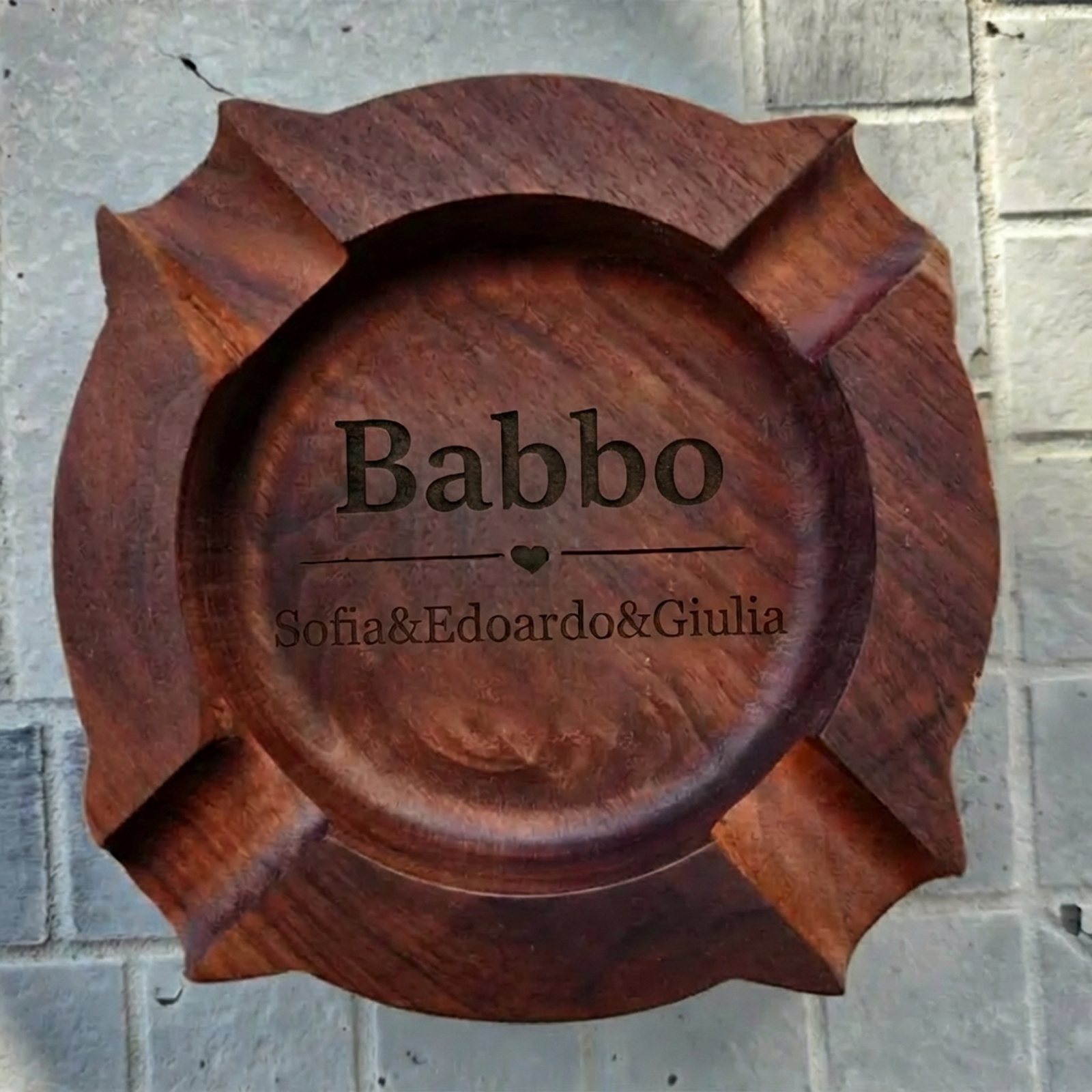 Custom Engraved Cigar Ashtray in Solid Walnut – Perfect Gift for Dad