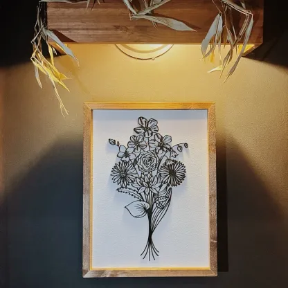Custom Birth Flower Bouquet Wall Decor Frame