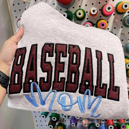 Personalized Glitter Embroidered Sports Mom Sweatshirt