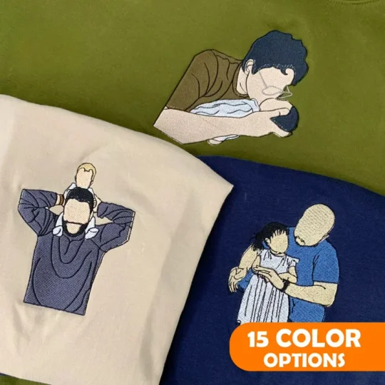 Custom Embroidered Photo Portrait Sweatshirt For papà, papá, pai