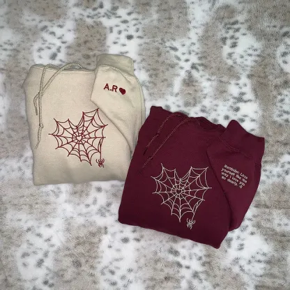 Custom Matching Spiderweb Heart Sweatshirt for Couples & Besties