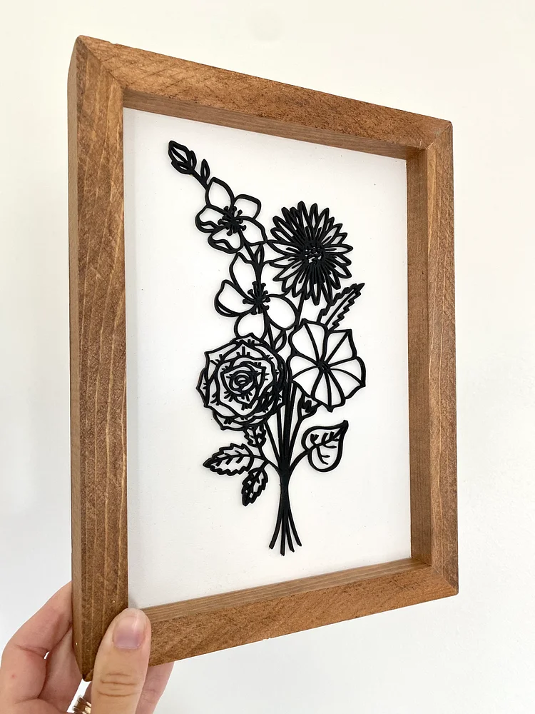 Custom Birth Flower Bouquet Wall Decor Frame
